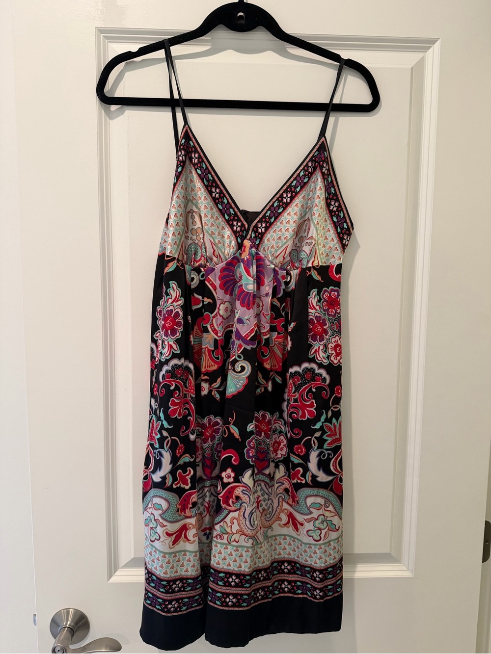 ECI Black Floral Paisley Spaghetti-Strap Dress